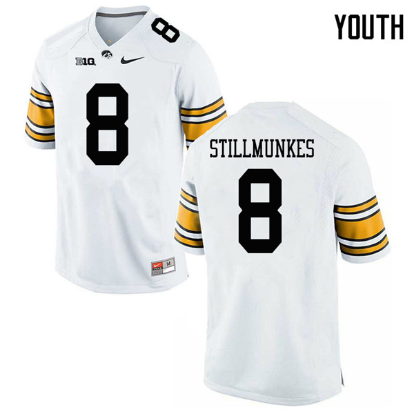Youth #8 Kordell Stillmunkes Iowa Hawkeyes College Football Jerseys Sale-White - Click Image to Close